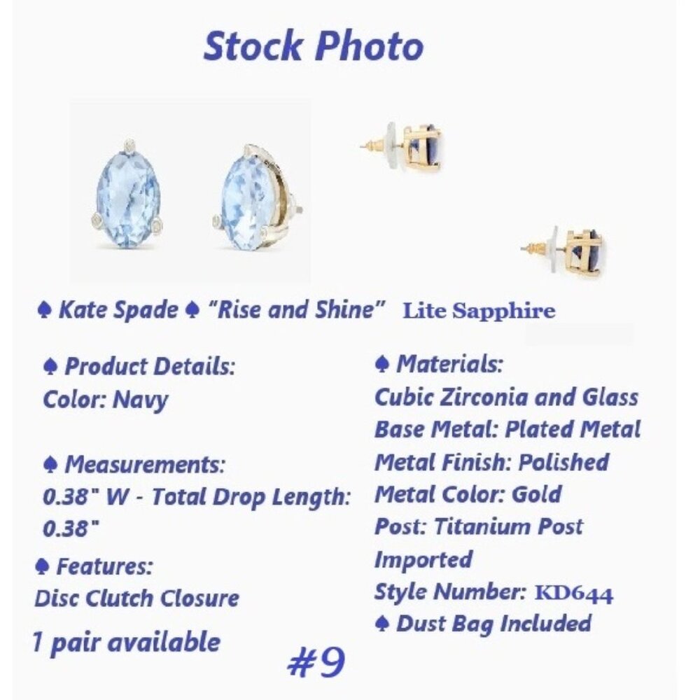 Kate Spade ♠️Rise & Shine Studs Bundle of 3 - Picture 11 of 12